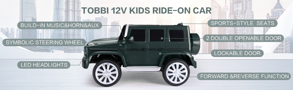 TOBBI 12V Kids Ride On Car Licensed Mercedes Benz G500 with Remote Controls, Green 6c
