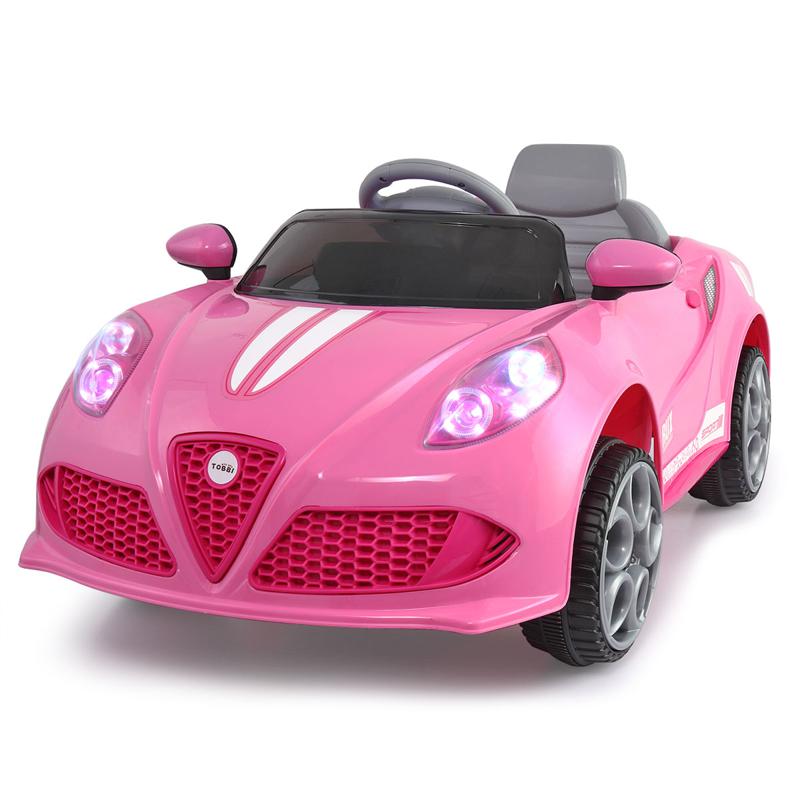 Tobbi 6V Kids Power Wheel for Girls 3-8, Pink 6v kids electric car with mp3 head lights pink 2