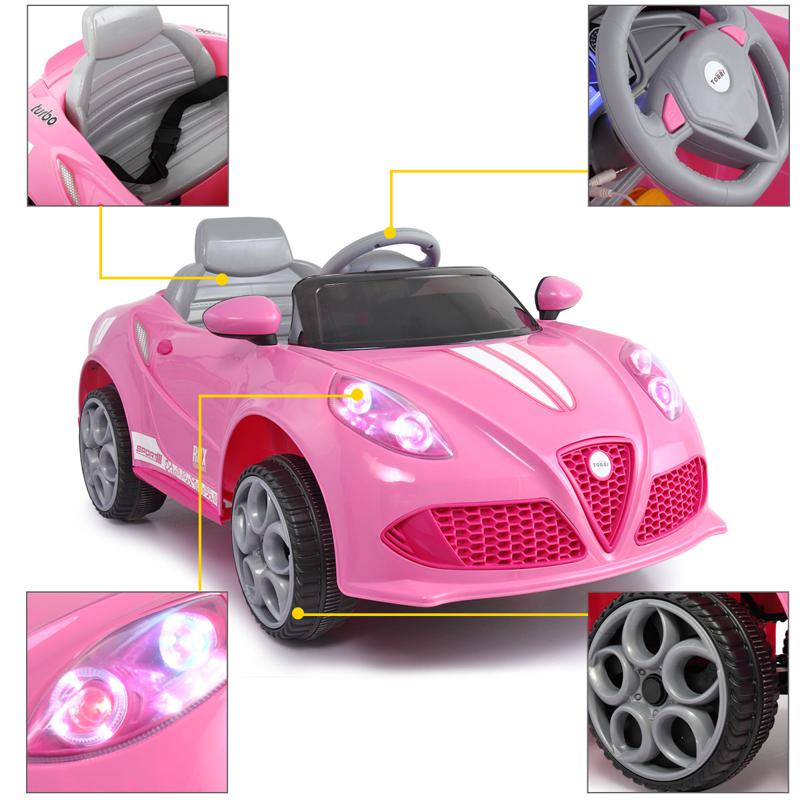 Tobbi 6V Kids Power Wheel for Girls 3-8, Pink 6v kids electric car with mp3 head lights pink 24 2