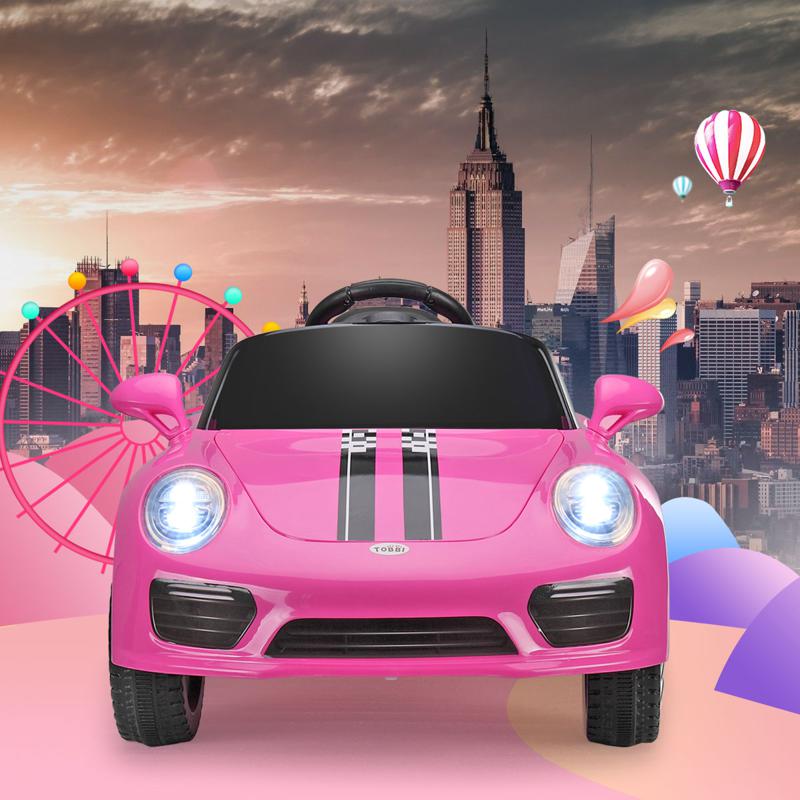 Tobbi 6V Pink Power Wheel Car for Kids W/ Remote Control 6v remote control kids ride on car with mp3 pink 24