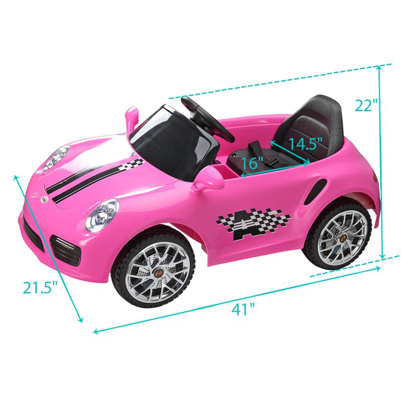 Tobbi 6V Pink Power Wheel Car for Kids W/ Remote Control 6v remote control kids ride on car with mp3 pink 31 1