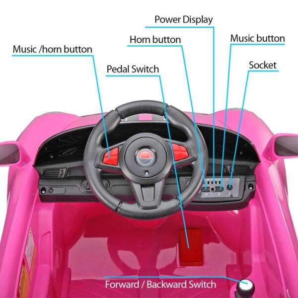 Tobbi 6V Pink Power Wheel Car for Kids W/ Remote Control 6v remote control kids ride on car with mp3 pink 9