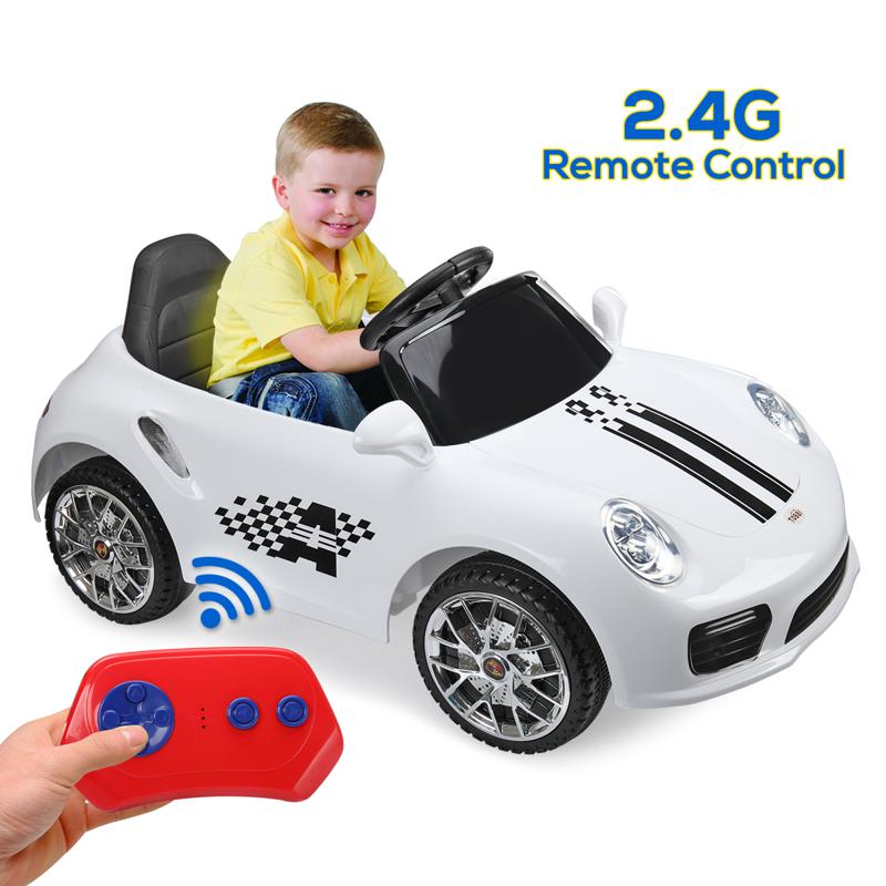 Tobbi Kids Power Wheel Car Ride On Toy, White 6v remote control kids ride on car with mp3 white 22 1
