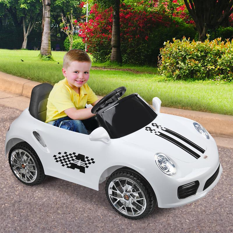 Tobbi Kids Power Wheel Car Ride On Toy, White 6v remote control kids ride on car with mp3 white 23 1