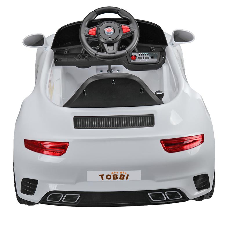 Tobbi Kids Power Wheel Car Ride On Toy, White 6v remote control kids ride on car with mp3 white 5 1