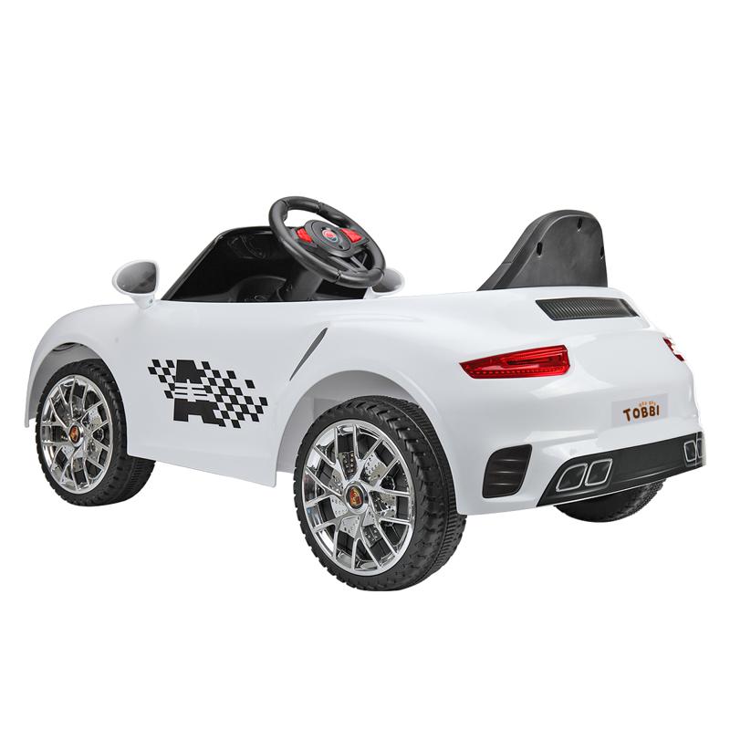 Tobbi Kids Power Wheel Car Ride On Toy, White 6v remote control kids ride on car with mp3 white 7 1