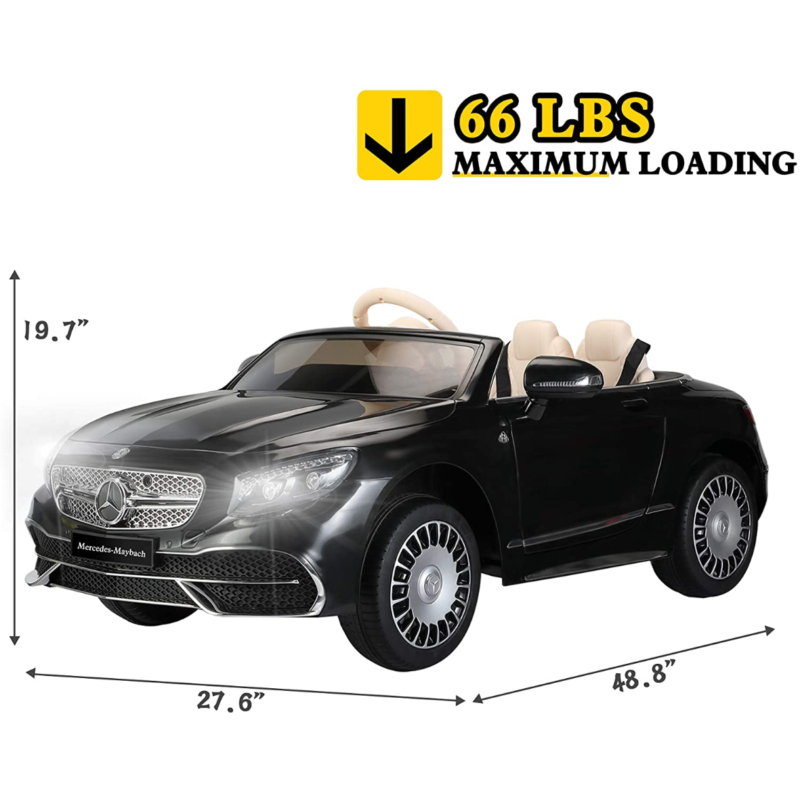 TOBBI 12V Ride on Car with Remote Control, Mercedes-Maybach S650 Electric Ride on Vehicles Cars for Kids w/ MP3 Bluetooth, Black 7 1