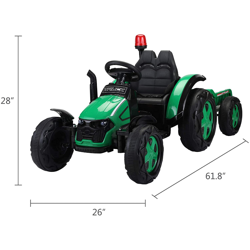 Tobbi 12V Electric Kids Ride on Tractor with Trailer for Boys and Girls, Jade Green 7 7