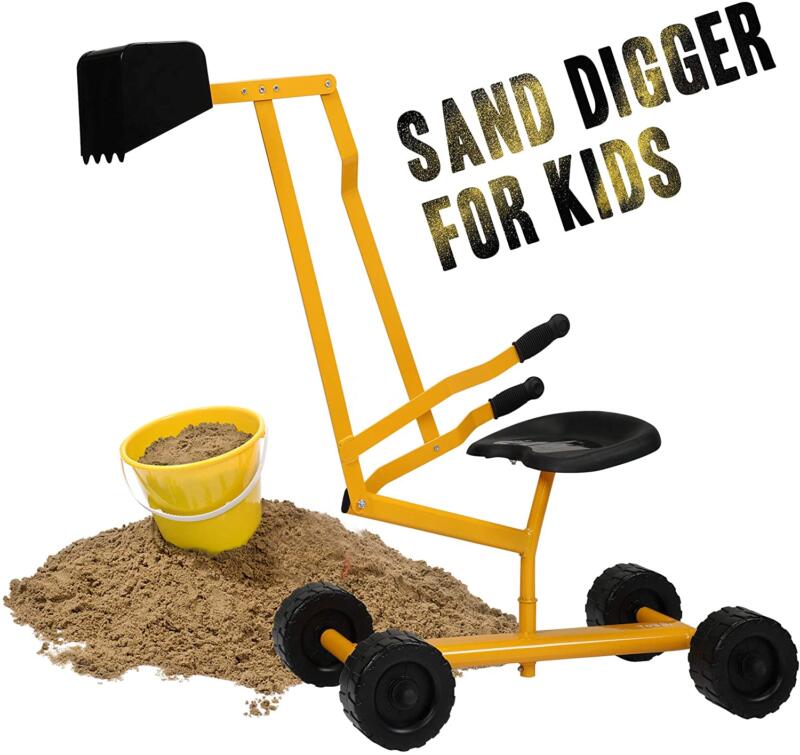 Tobbi Kids Ride On Sandbox Digger Toys Little Sandbox Excavator for Boys and Girls, Yellow 7 8