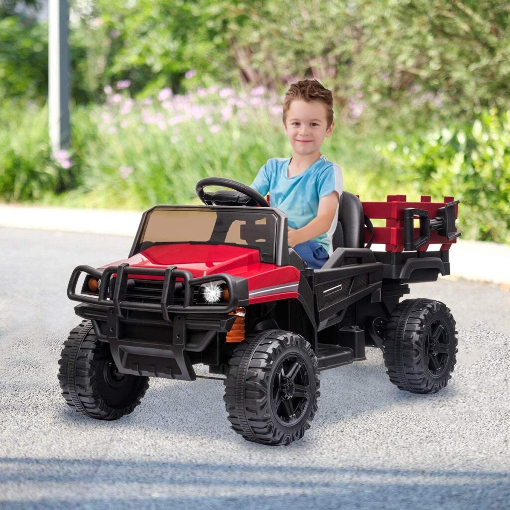 Tobbi 12V Kids Electric Remote Control Ride On Tractor with Trailer, Red 71Mr57AwozL. AC SL1200