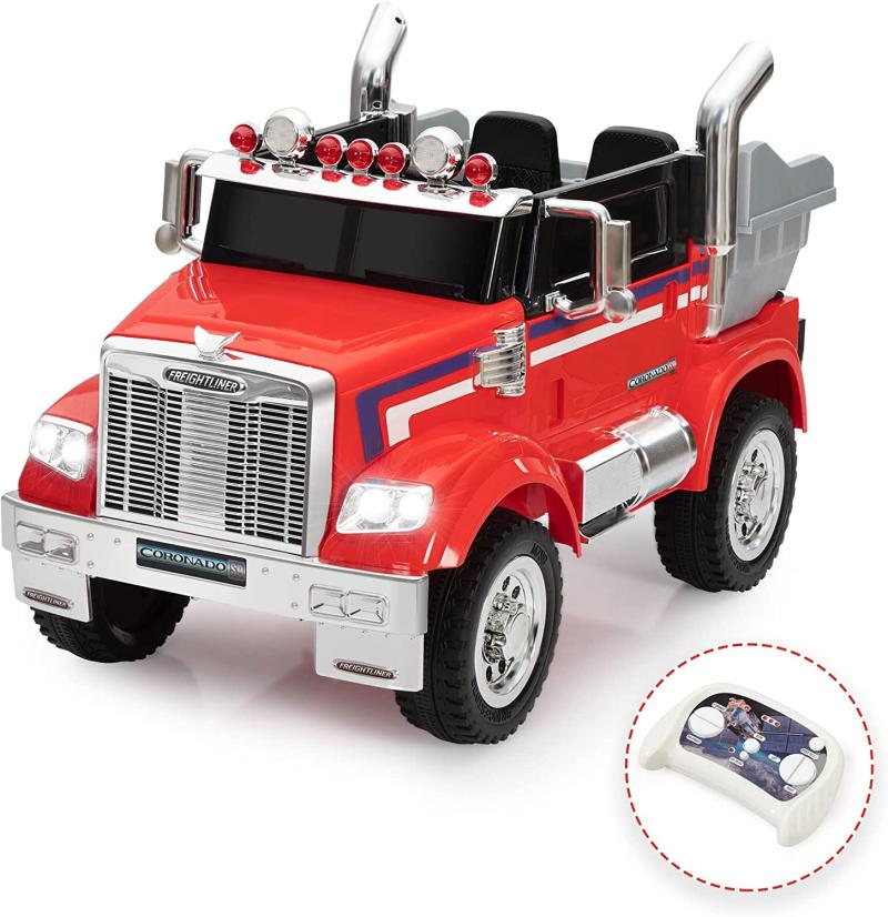 TOBBI 12V Licensed Freightliner Ride On Toy Dump Truck Tractor w/ RC, Red 71gGfz5RlcL. AC SL1500