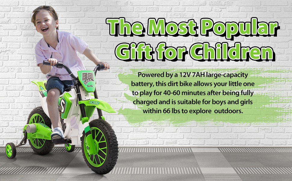 TOBBI Kids Ride on Toy Electric Dirt Bike Battery Powered Off-Road Motocycle, Green 741398cf fdea 46f1 b733 d09429b44b80. CR00970600 PT0 SX970 V1