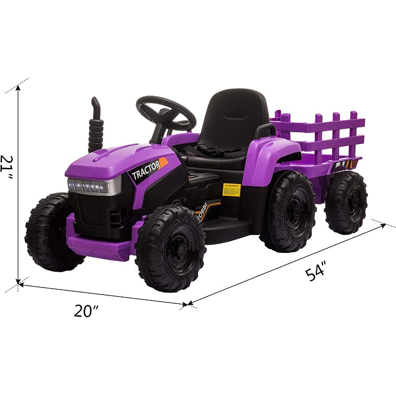 Tobbi 12V Battery-Powered Electric Tractor Kids Ride on Toy Gift, Purple 8 1 1