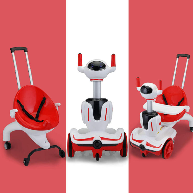 Tobbi Three-in-one Robot Kids Electric Buggy With Baby Carriages, Red + White 8 1 2