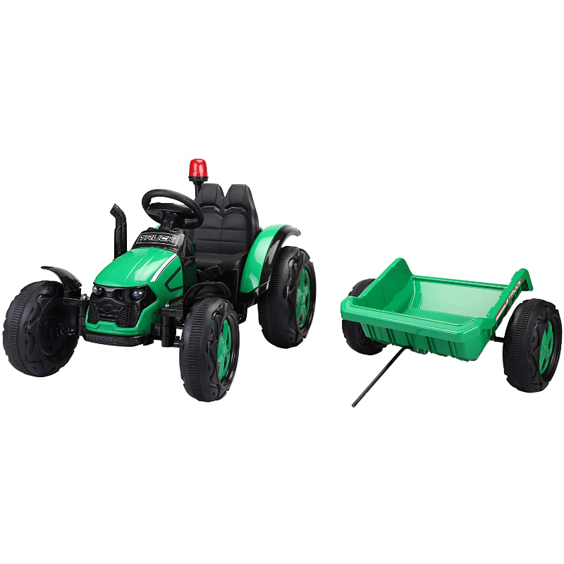 Tobbi 12V Electric Kids Ride on Tractor with Trailer for Boys and Girls, Jade Green 8 1