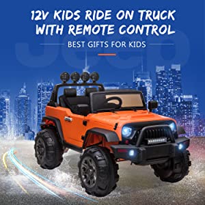 12V Kids Ride On Cars Truck with Remote Control 3 Speeds Toddler Electric Vehicles Toys, Orange 819b1706 527b 4d60 b1dc 521655fb9d8d. CR0015001500 PT0 SX300 V1