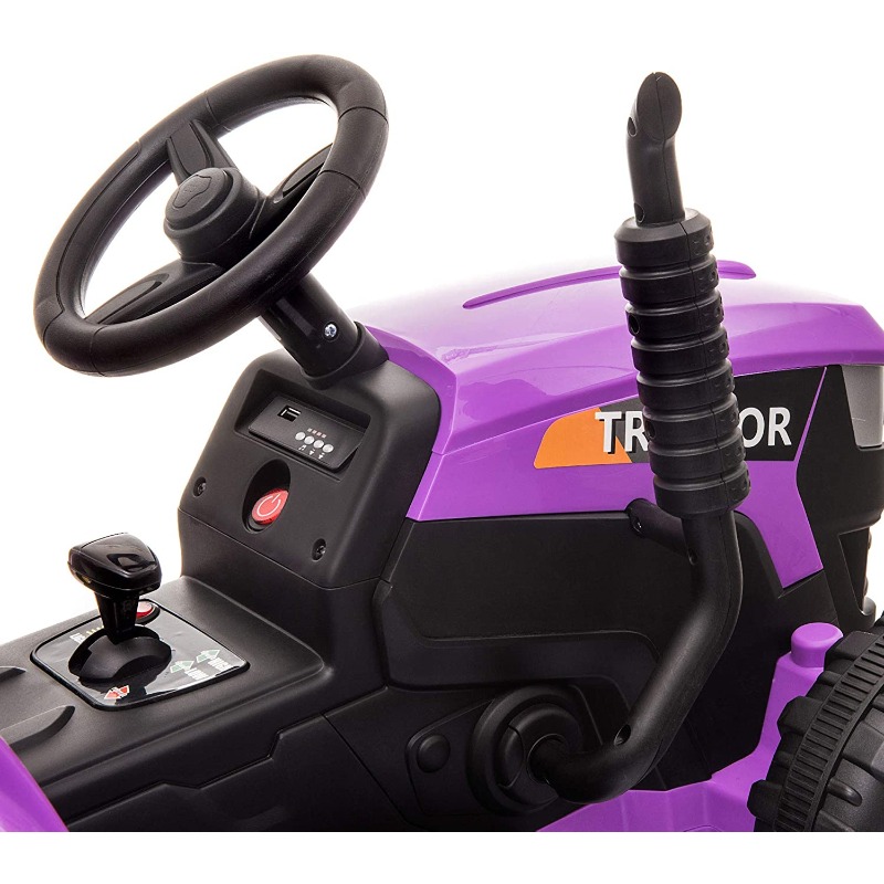 Tobbi 12V Battery-Powered Electric Tractor Kids Ride on Toy Gift, Purple 9 11