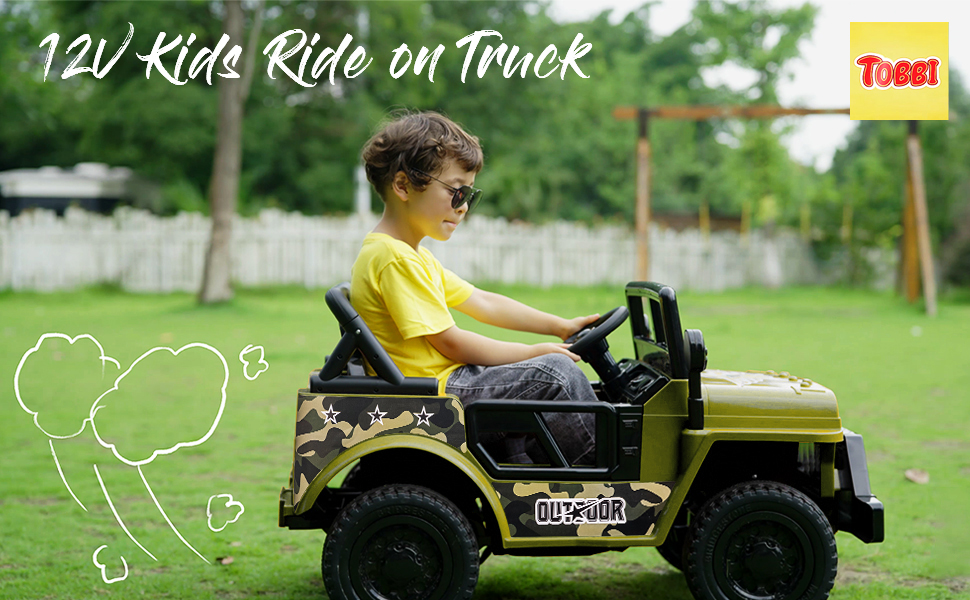 Tobbi 12V Power Wheel Truck Toy Car for Toddlers, Green 9 25