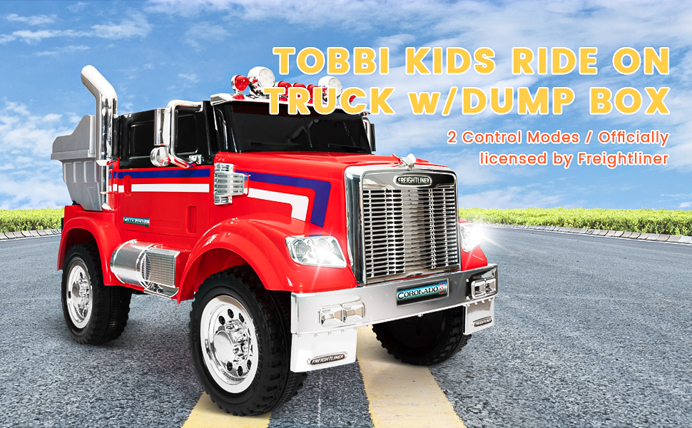 Tobbi12V Toy Electric Licensed Freightliner Kids Ride On Toy Car Battery Powered Dump Truck Tractor with Remote Control, Red 96b87588 3ad8 4bf4 bdcb 80ed888811d4. CR00970600 PT0 SX970 V1