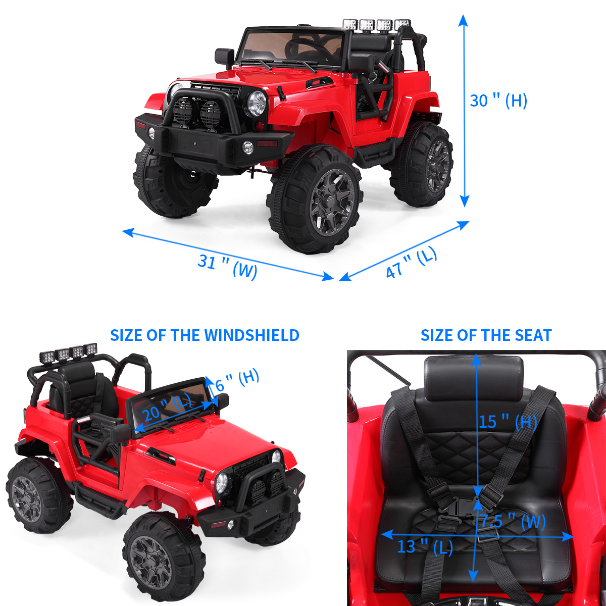 Details about   12V Kids Ride On Car Electric Jeep Toys Truck with Remote Control MP3 LED Lights 