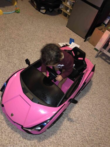 Tobbi 12V Licensed Lamborghini Sian Remote Control Toy Car, Battery Operated Kids Ride On Car with Parental, Pink photo review