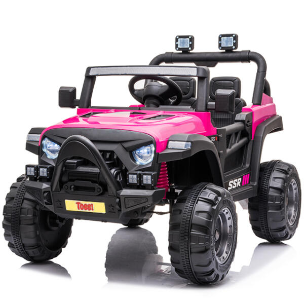 Electric Vehicle Toy for Kids Purple and Black TOBBI 12V Kids Ride On Truck Car with LED Lights Horn Openable Doors 