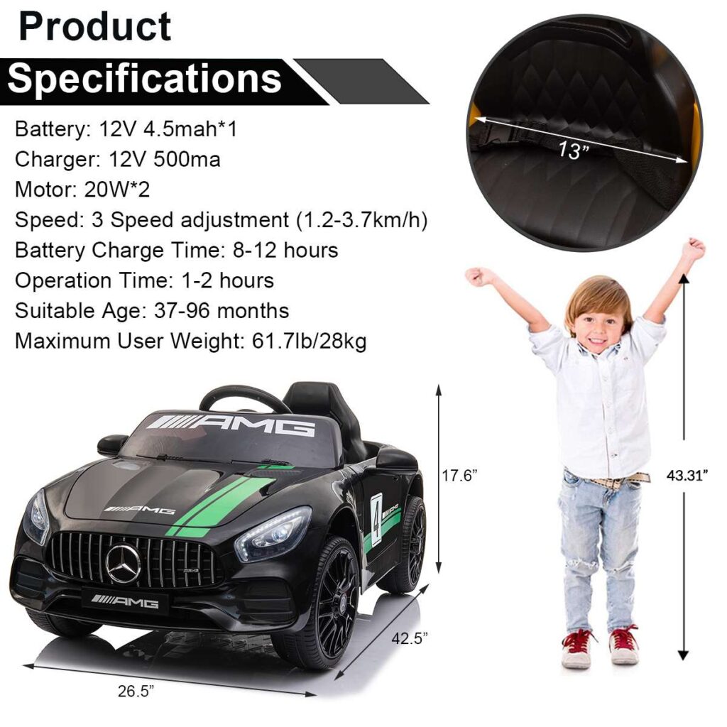 Tobbi 12V Mercedes AMG GT Ride On Car Kids Electric Cars With Remote, Silver Grey H7dbe471fc2bc476cb0ff1935b98fe35eV