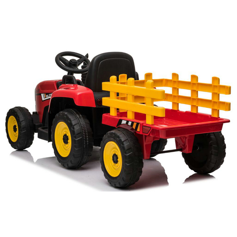 Tobbi 12V Kids Power Wheels Tractor Ride On Toy with Trailer Red