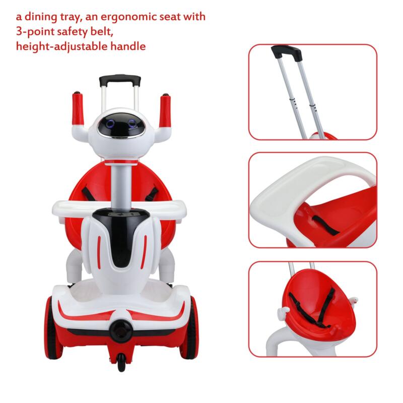 Tobbi Three-in-one Robot Kids Electric Buggy With Baby Carriages, Red + White Remote Control 1