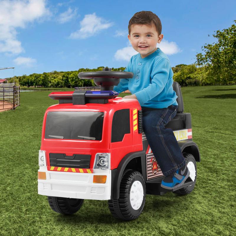 Tobbi 6V Power Wheel Fire Truck Toy for Kids TH17A042720 ride on fire truck