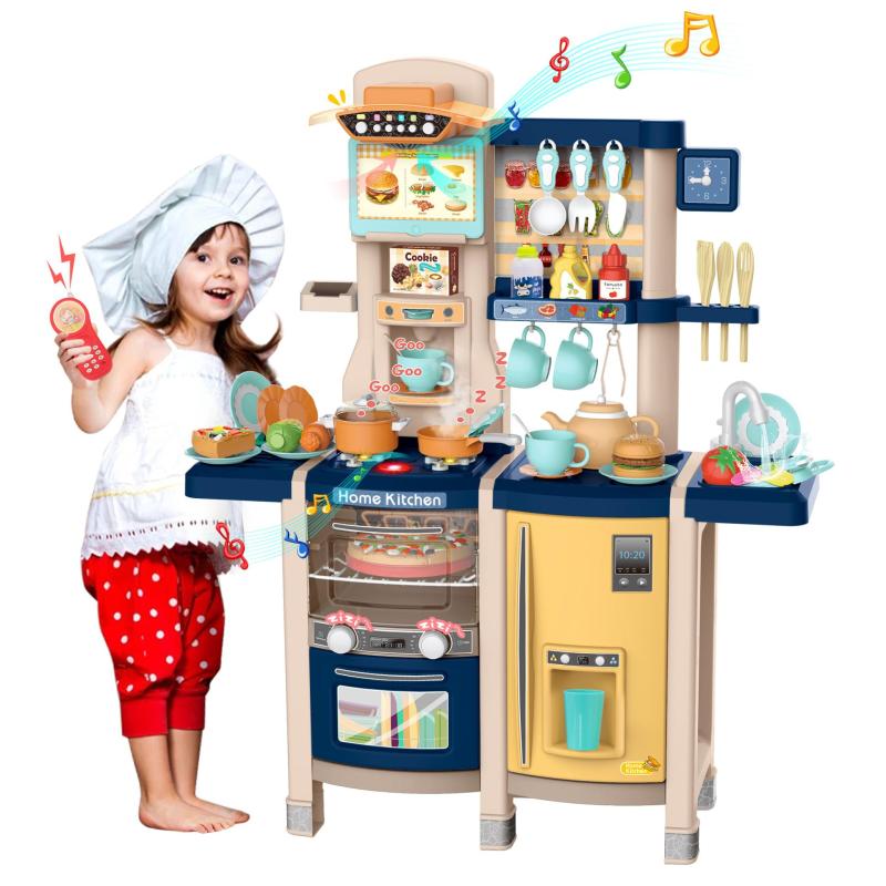 Nyeekoy Kids Kitchen Playset Toy Cookware with Cutlery for Boys and Girls, Blue TH17A0733 zt