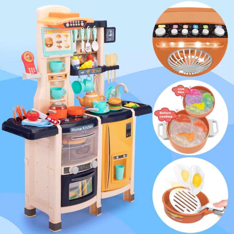 Nyeekoy Kids Kitchen Playset Toy Cookware with Cutlery for Boys and Girls, Blue TH17A0733 zt9