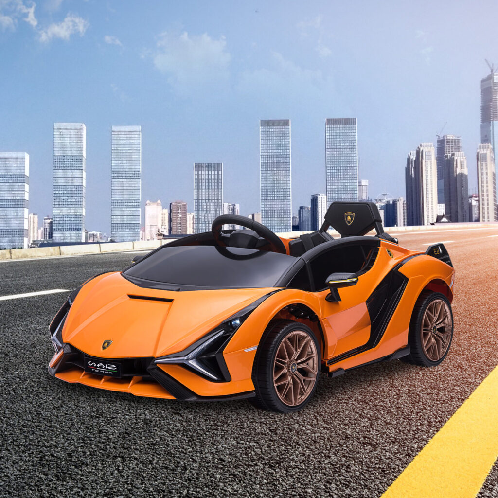 Tobbi 12V Licensed Lamborghini Sian Battery Powered Kids Ride On Car with Remote Control, Orange TH17A0805 cj 5