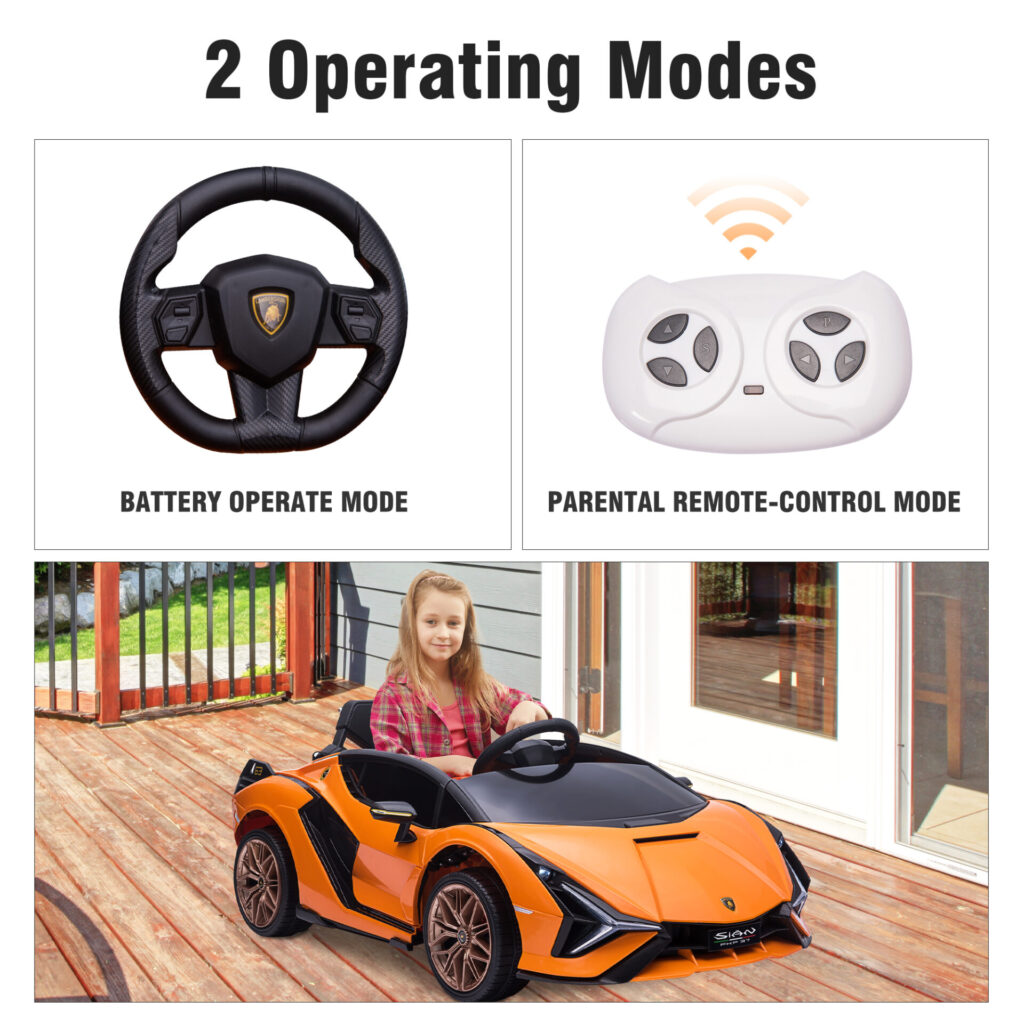 Tobbi 12V Licensed Lamborghini Sian Battery Powered Kids Ride On Car with Remote Control, Orange TH17A0805 zt 7 1