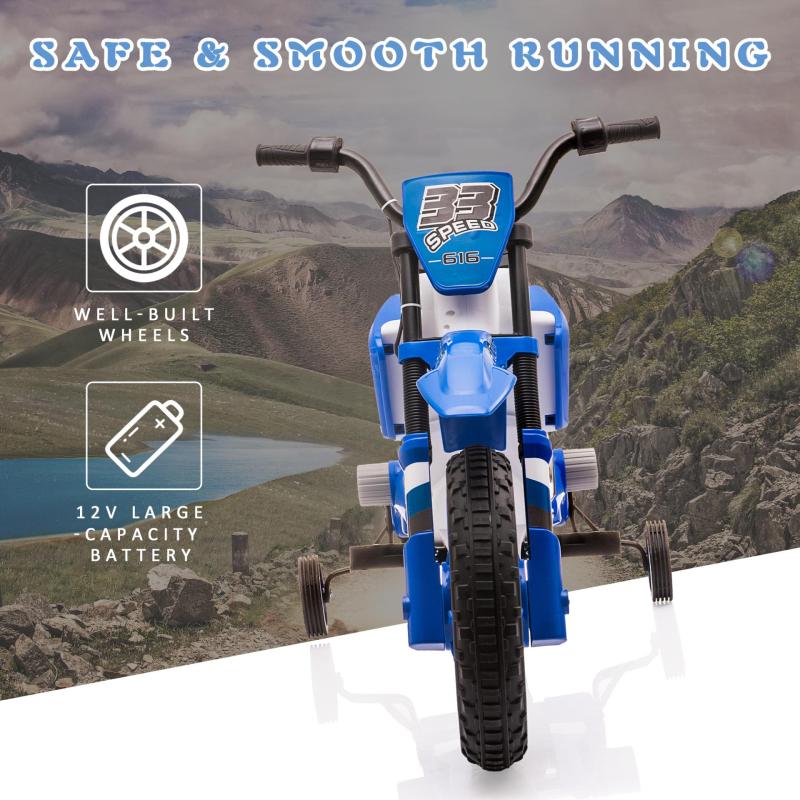 TOBBI Kids Ride on Toy Electric Dirt Bike Battery Powered Off-Road Motocycle, Blue TH17A0967 zt 3