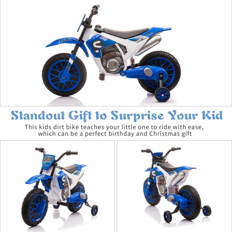 TOBBI Kids Ride on Toy Electric Dirt Bike Battery Powered Off-Road Motocycle, Blue TH17A0967 zt 5