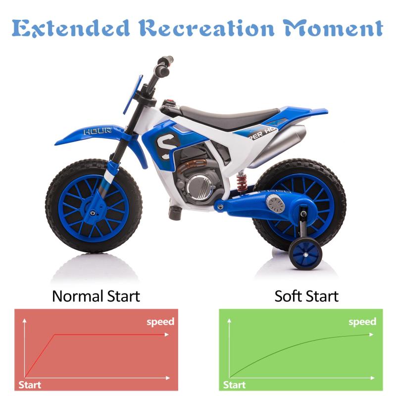 TOBBI Kids Ride on Toy Electric Dirt Bike Battery Powered Off-Road Motocycle, Blue TH17A0967 zt 6