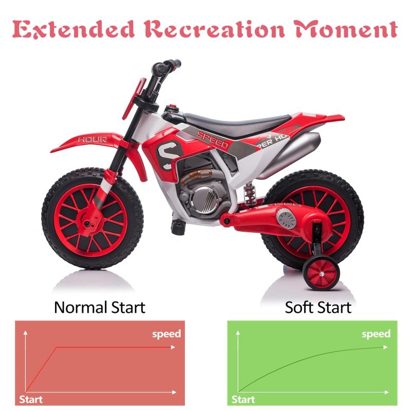 TOBBI Kids Ride on Toy Electric Dirt Bike Battery Powered Off-Road Motocycle, Red TH17B0968 zt 6