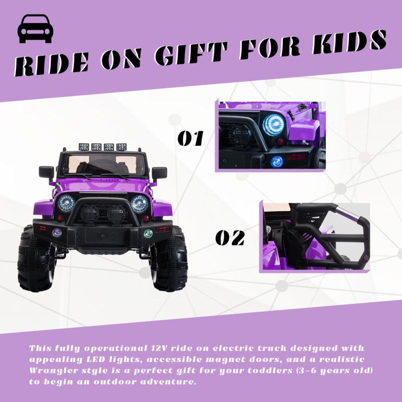 12V Battery Powered Electric Car Kids Ride on Stylish Truck W/Remote Control Purple TH17E0789 zt1