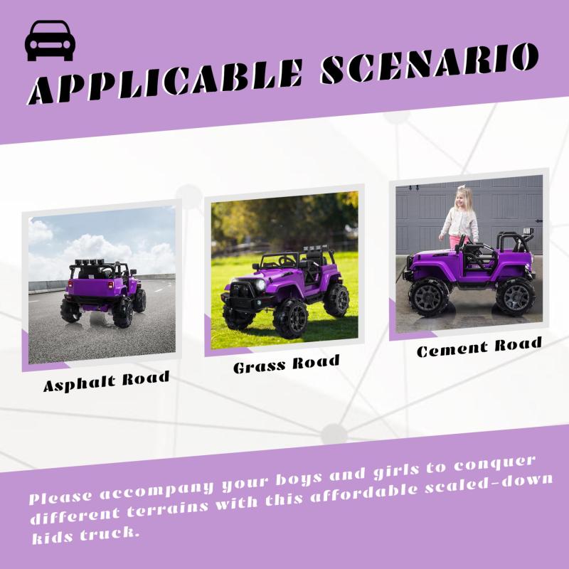 12V Battery Powered Electric Car Kids Ride on Stylish Truck W/Remote Control Purple TH17E0789 zt3