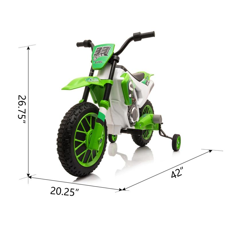 TOBBI Kids Ride on Toy Electric Dirt Bike Battery Powered Off-Road Motocycle, Green TH17E0969 cct