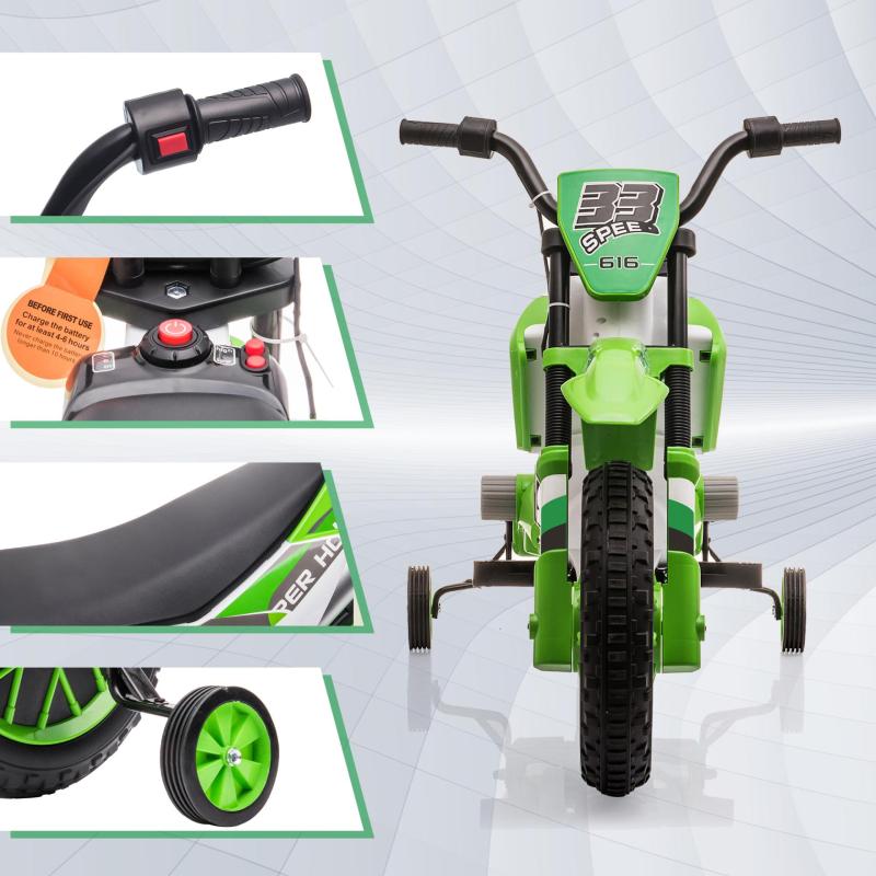TOBBI Kids Ride on Toy Electric Dirt Bike Battery Powered Off-Road Motocycle, Green TH17E0969 zt 1