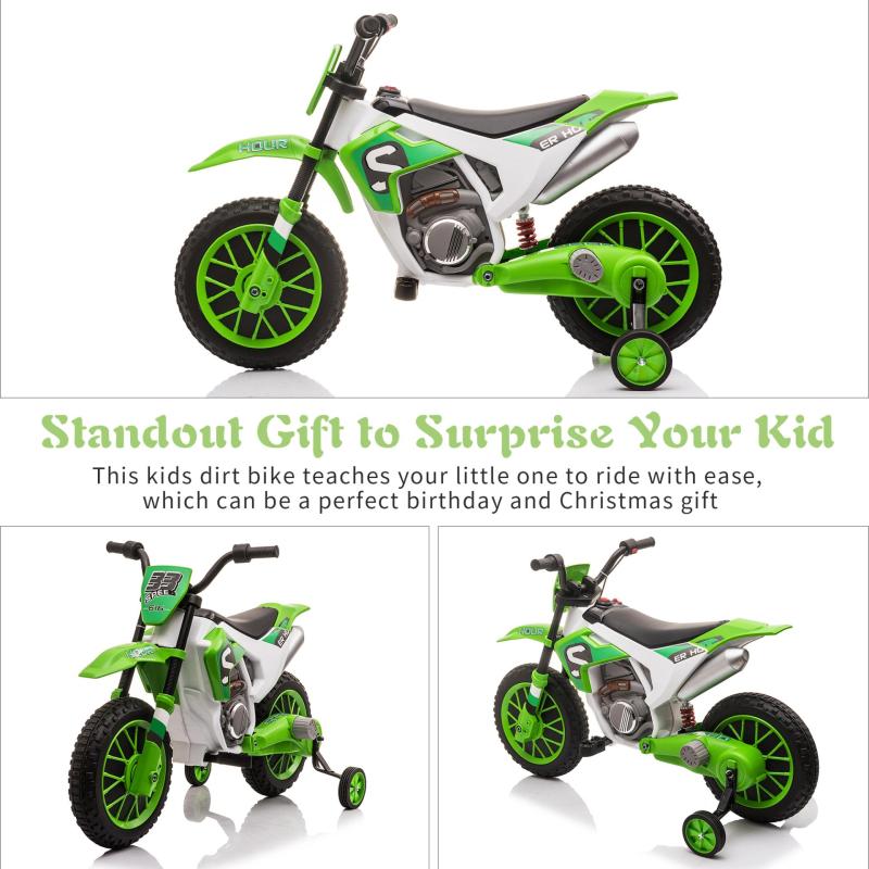 TOBBI Kids Ride on Toy Electric Dirt Bike Battery Powered Off-Road Motocycle, Green TH17E0969 zt 5
