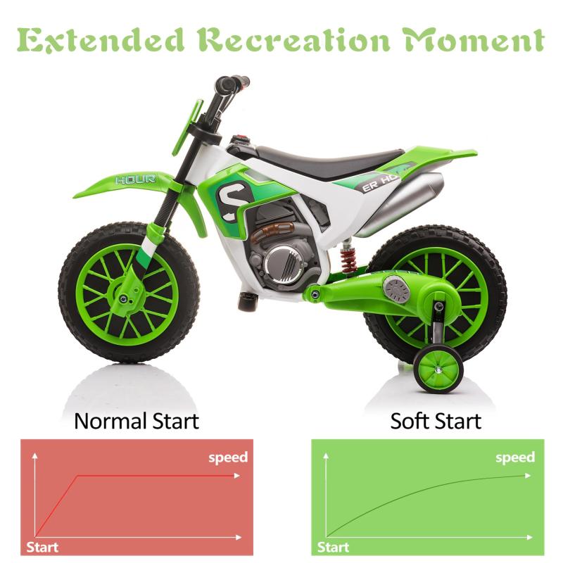 TOBBI Kids Ride on Toy Electric Dirt Bike Battery Powered Off-Road Motocycle, Green TH17E0969 zt 6