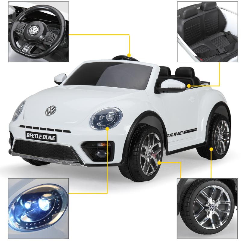 12V Licensed Volkswagen Beetle Dune Electric Cars for Kids with Remote Control, White TH17F0358 57