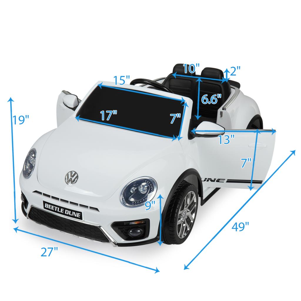 12V Licensed Volkswagen Beetle Dune Electric Cars for Kids with Remote Control, White TH17F0358 61 1