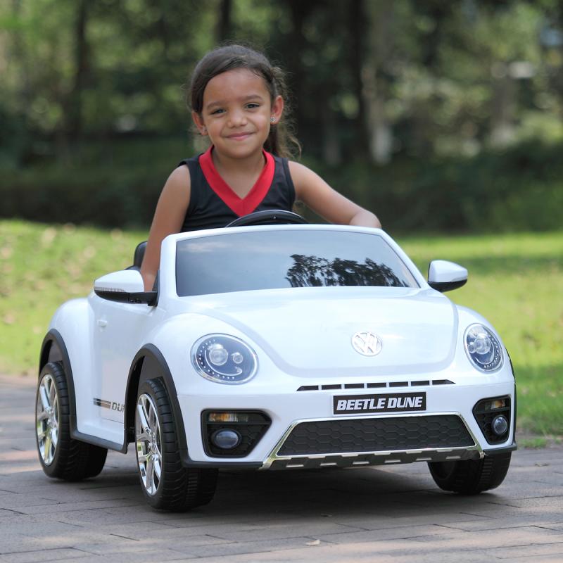 12V Licensed Volkswagen Beetle Dune Electric Cars for Kids with Remote Control, White TH17F0358 zj6