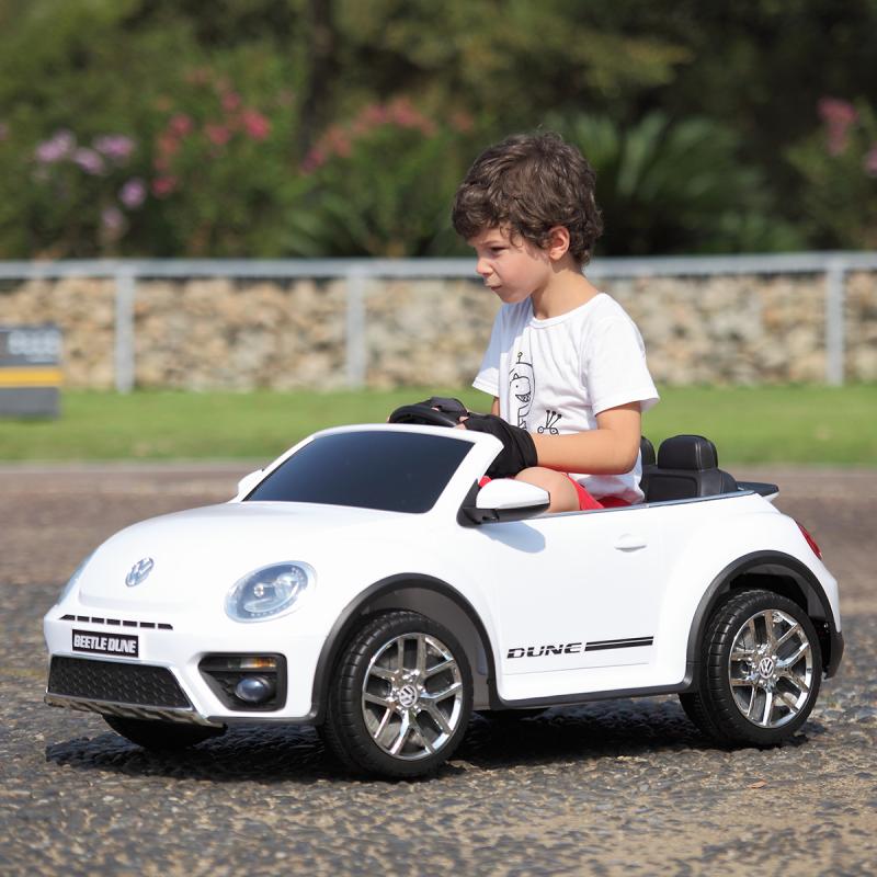 12V Licensed Volkswagen Beetle Dune Electric Cars for Kids with Remote Control, White TH17F0358 zj9