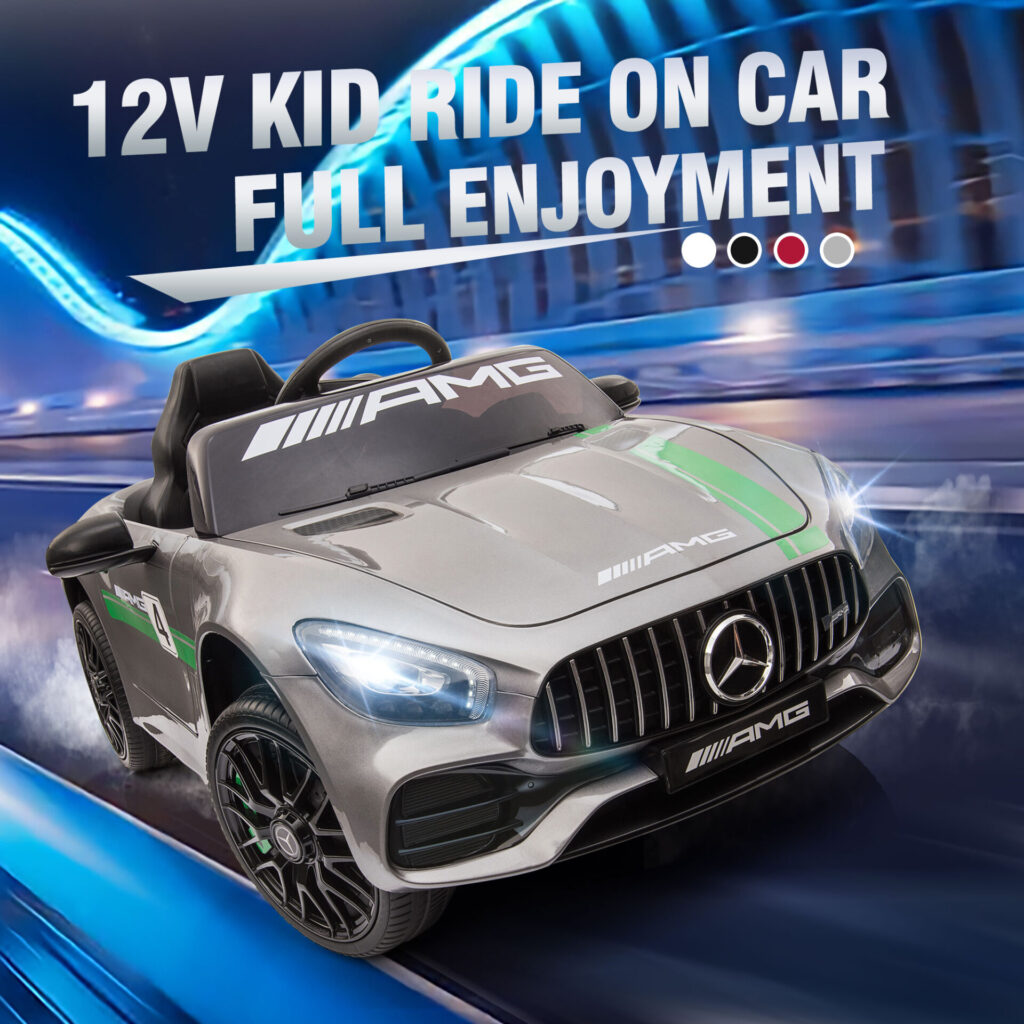 Tobbi 12V Mercedes AMG GT Ride On Car Kids Electric Cars With Remote, Silver Grey TH17G0557 cj2