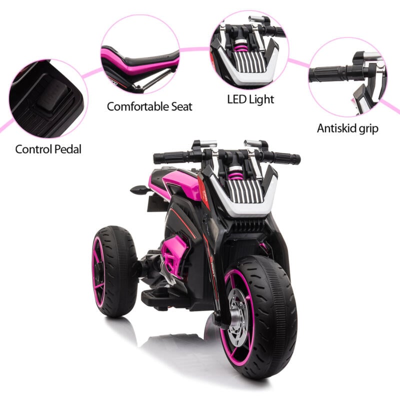 Tobbi 12V Battery Powered Kids Motorcycle with 3 Wheels for Boys and Girls, Rose Red TH17G0611 zt32